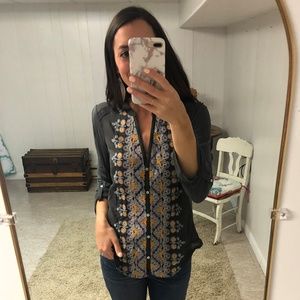 Embroidered Button Down Top